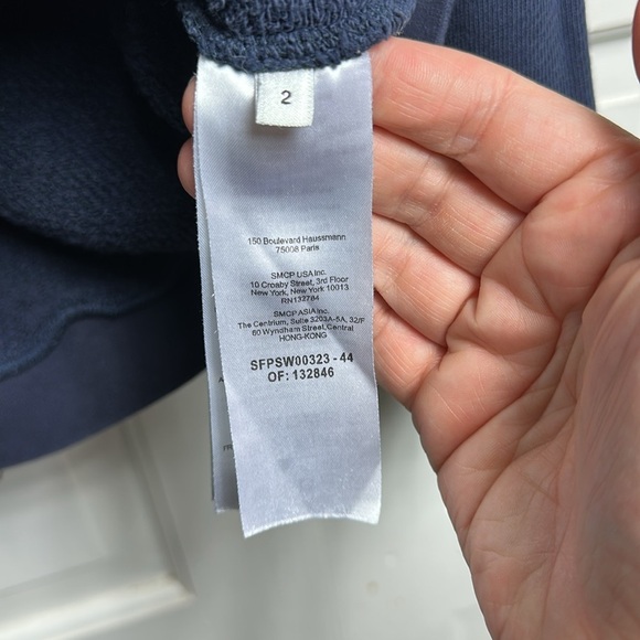 🚨Sandro Luxury BIG LOGO UNIVERSITY VINTAGE BLUE SWEATSHIRT size 2 - Picture 3 of 11